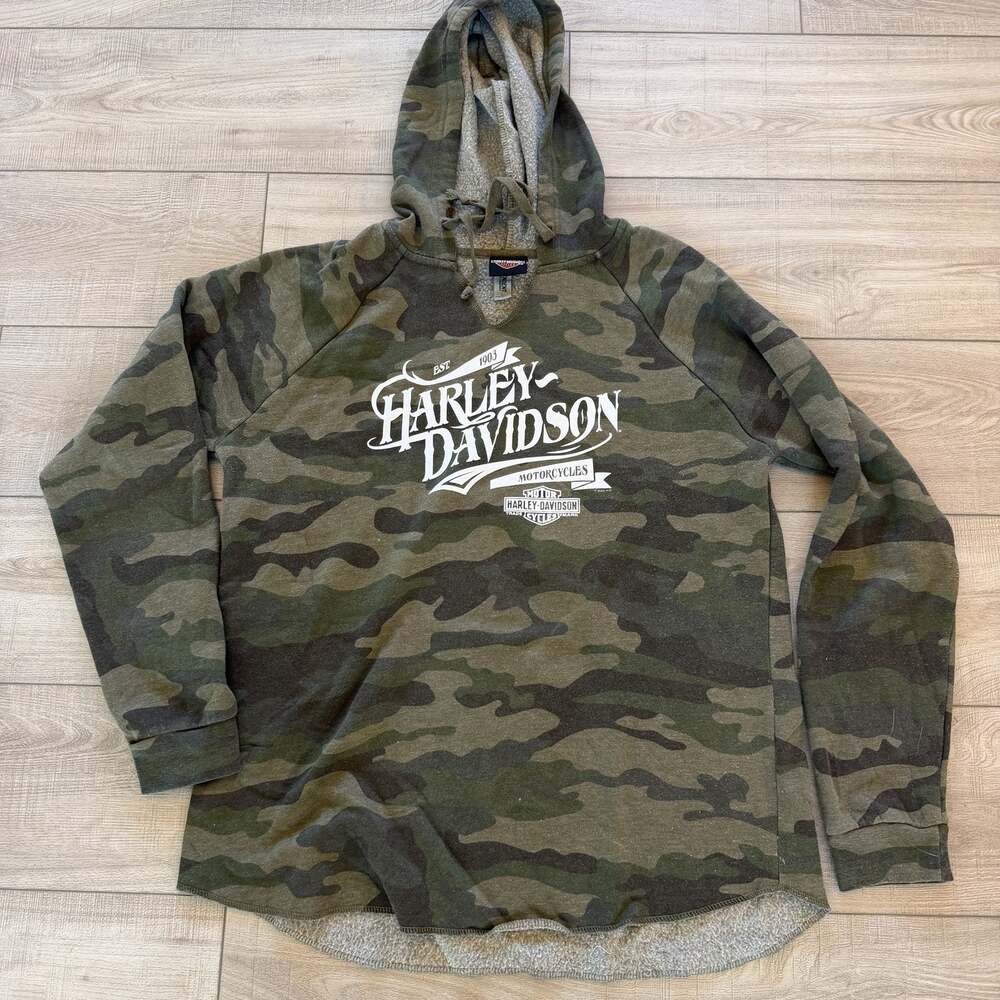 Harley-Davidson Camo Hoodie Mens L Sherpa Lined